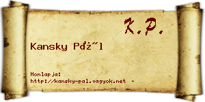 Kansky Pál névjegykártya